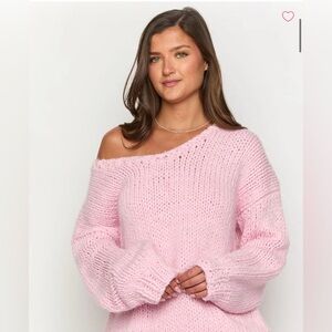 Beginning Boutique Pink Off-Shoulder Women Sweater
